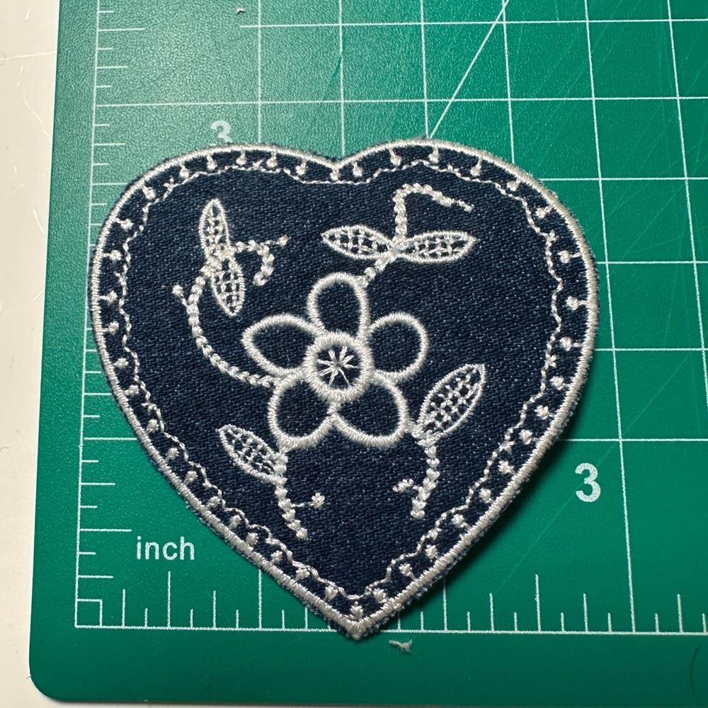 Heart Western Boho Iron On Patch Embroidered Floral Vine Denim for Cowgirl DIY - Picture 2 of 5